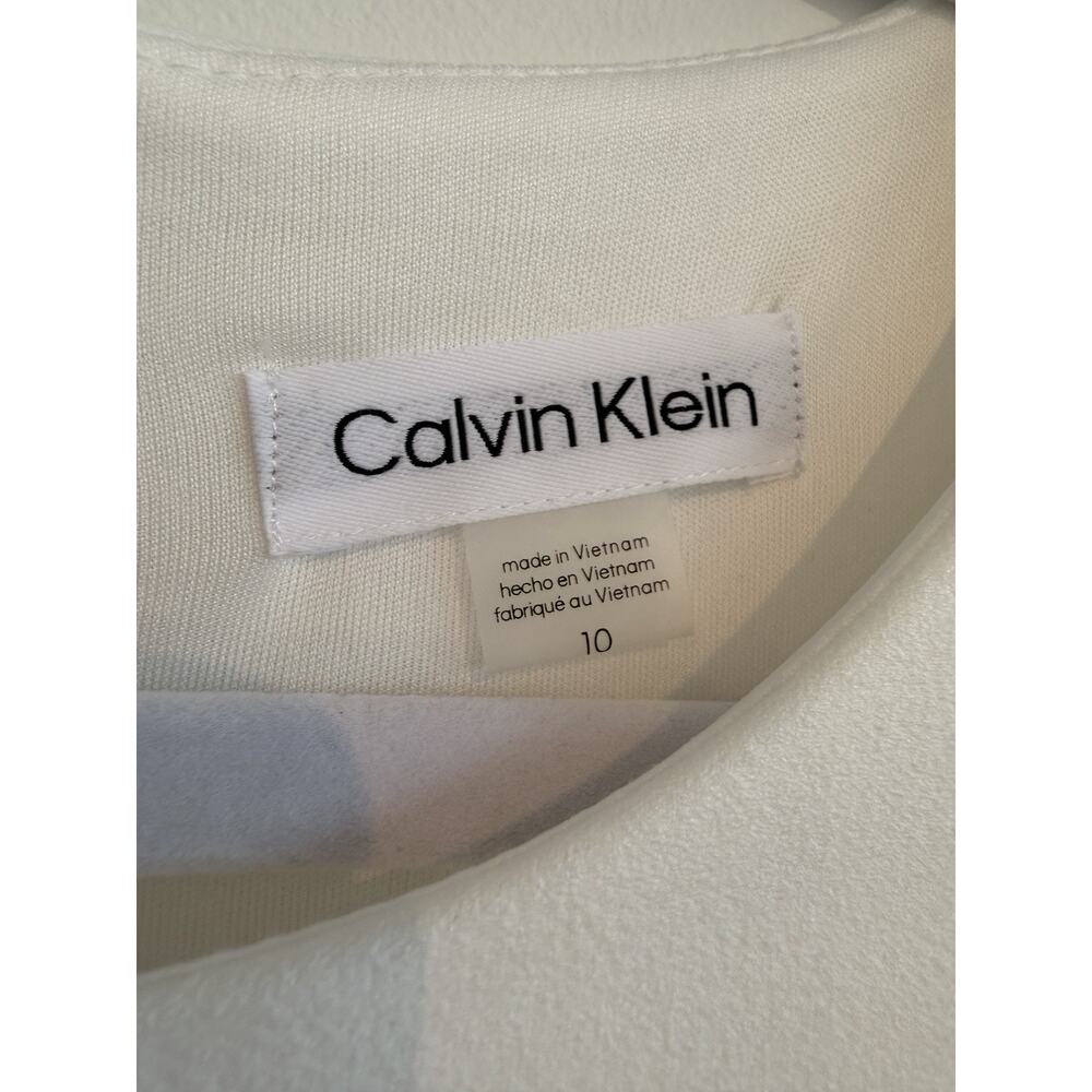 Calvin Klein Scuba Crepe Sheath Dress w/Short Tulip Sleeve in Cream - 10, NWOT - Picture 5 of 10